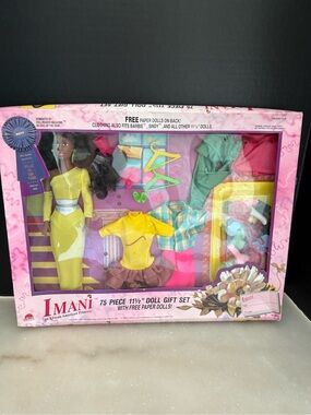 Vintage 1989 Imani doll gift set 75-piece set with doll, fashions, paper dolls